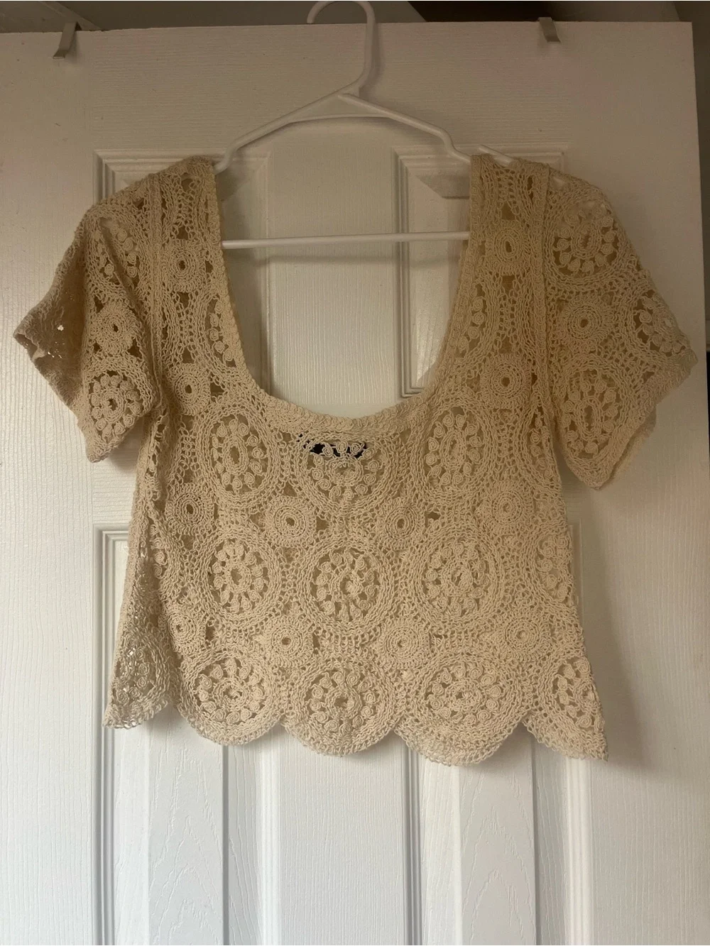 Zara Crochet Scoop Neck Top